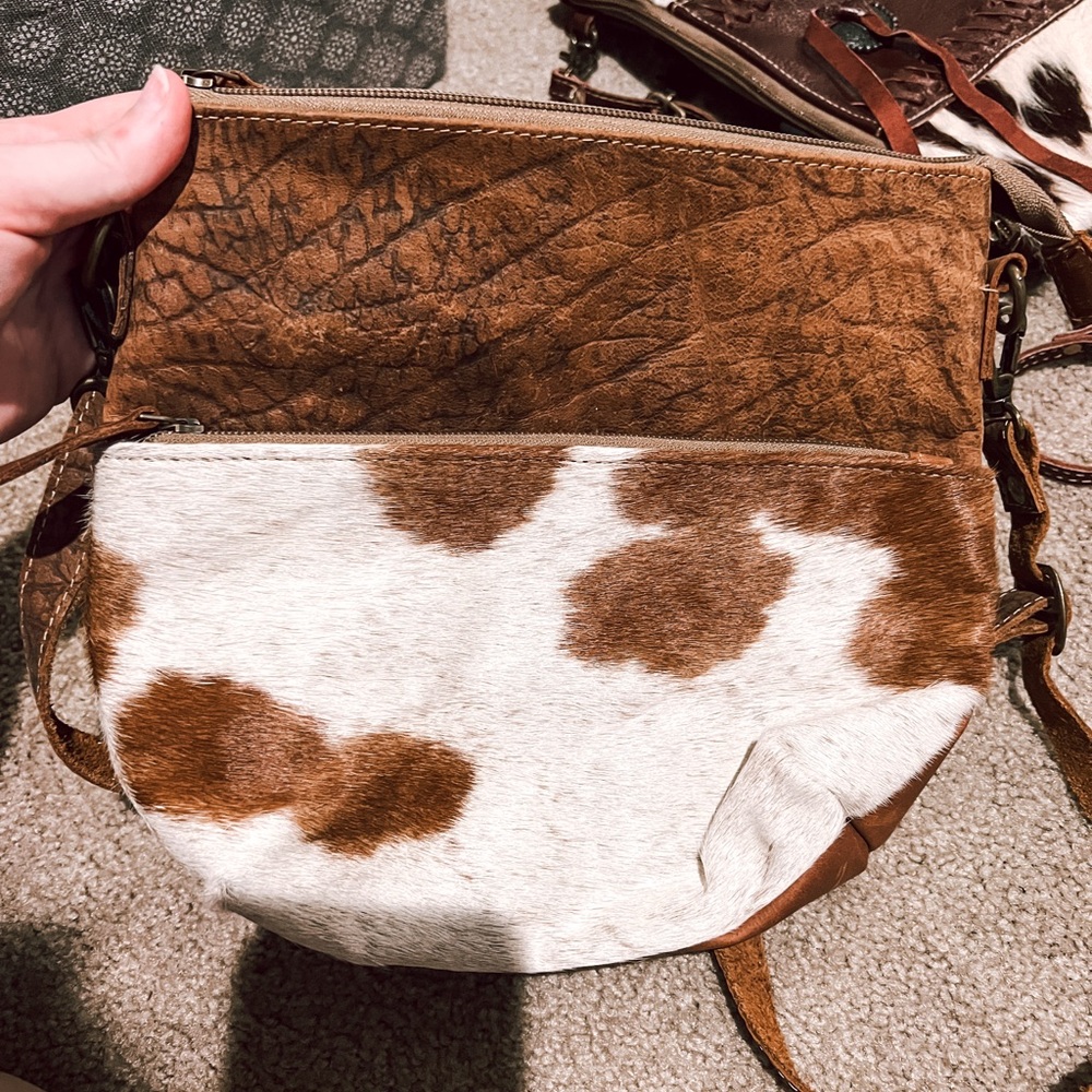 Brown and White Cowhide Women's Bag
